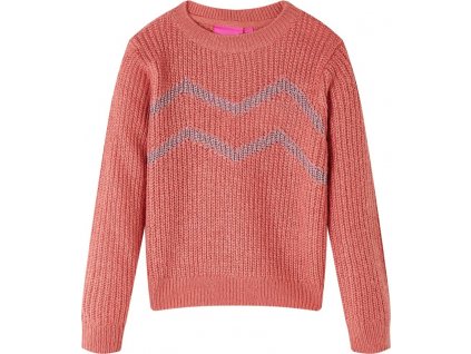 Dětský svetr pletený středně růžový 116 [14506]