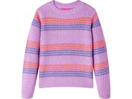 Dětský svetr pruhovaný pletený šeříkový a růžový 104 [14535]