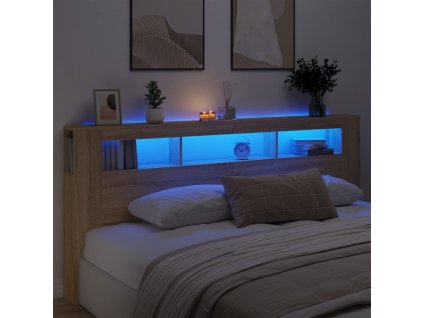 Čelo postele s LED 220x18,5x103,5 cm kompozitní dřevo [837374] (Barva dub sonoma)