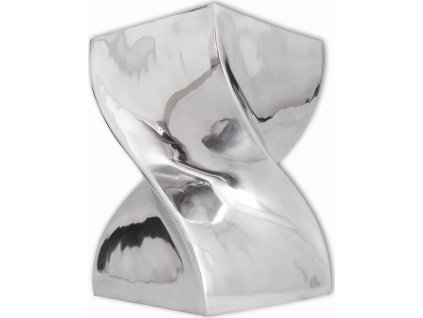 Stolička / odkládací stolek, kroucený tvar, hliníkový stříbrný [243507]