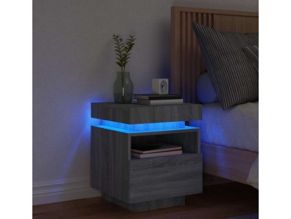 Noční stolek s LED osvětlením 40 x 39 x 48,5 cm [836794] (Barva Šedá sonoma)