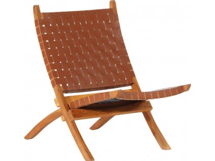Skládací relaxační židle pravá kůže [356376]