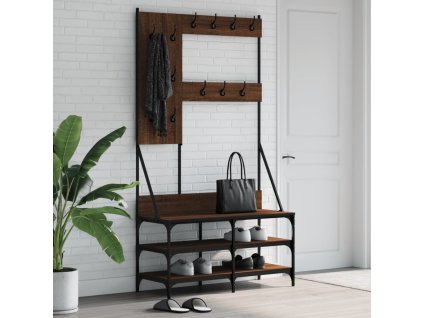 Stojan na oblečení a prostor pro obuv 100x40x184 cm [837856] (Barva Hnědý dub)