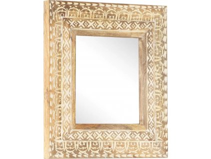 Ručně vyřezávané zrcadlo 50 x 50 x 2,6 cm masivní mangovník [321644]
