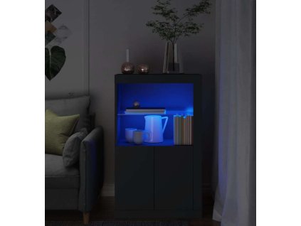 Odkládací skříňka s LED osvětlením kompozitní dřevo [836624] (Barva Černá)