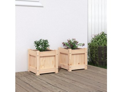 Zahradní truhlíky 2 ks voskově hnědé masivní borovice [837395] (Barva Přírodní borovice)