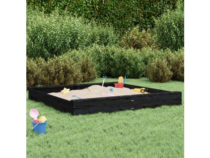 Pískoviště se sedáky čtverec masivní dřevo douglasky [825041] (Barva Černá borovice)