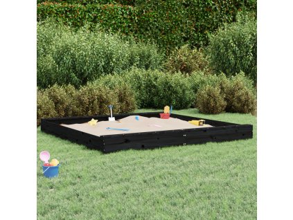 Pískoviště se sedáky čtverec masivní dřevo douglasky [825048] (Barva Černá borovice)