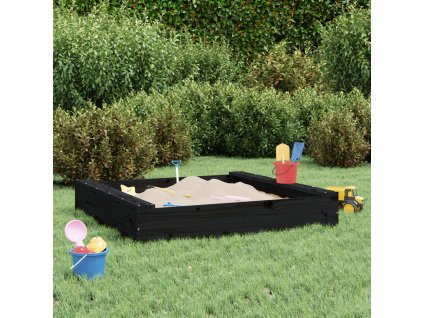 Pískoviště se sedáky čtverec masivní dřevo douglasky [825034] (Barva Černá borovice)