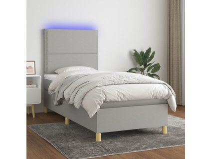 Box spring postel s matrací a LED 90x190 cm textil [3135317]