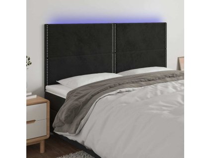 Čelo postele s LED 160x5x118/128 cm samet [3122340] (Barva Černá)