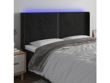 Čelo postele s LED 163 x 16 x 118/128 cm samet [3123964] (Barva Černá)