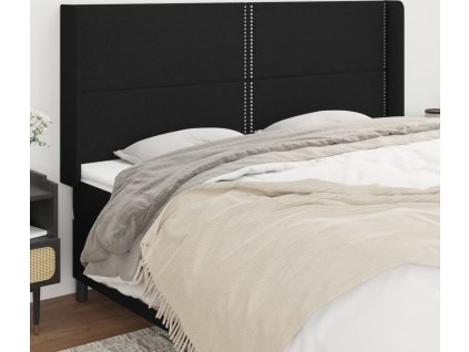 Čelo postele typu ušák 183x16x118/128 cm textil [3119456] (Barva Černá)