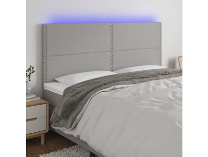 Čelo postele s LED 180x5x118/128 cm textil [3122298] (Barva Světle šedá)