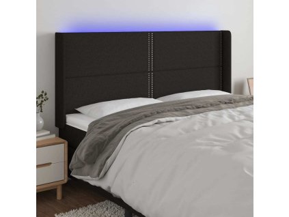 Čelo postele s LED 183 x 16 x 118/128 cm textil [3123924] (Barva Černá)