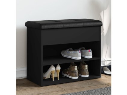 Lavice s botníkem 62 x 32 x 50 cm kompozitní dřevo [835097] (Barva Černá)