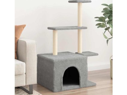 Škrabadlo pro kočky se sisalovými sloupky 110 cm [172104] (Barva Světle šedá)