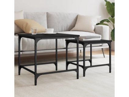 Hnízdové konferenční stolky 2 ks kompozitní dřevo [838918] (Barva Černá)