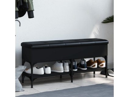 Lavice s botníkem 102 x 32 x 45 cm kompozitní dřevo [835177] (Barva Černá)