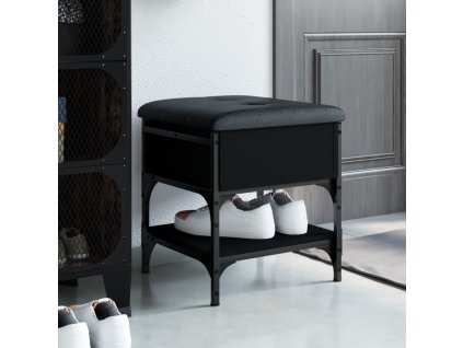 Lavice s botníkem 42 x 42 x 45 cm kompozitní dřevo [835182] (Barva Černá)