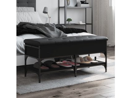 Lavice s botníkem 102 x 42 x 45 cm kompozitní dřevo [835197] (Barva Černá)
