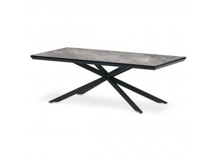 Stůl konferenční, deska slinutá keramika 120x60, šedý mramor, nohy černý kov