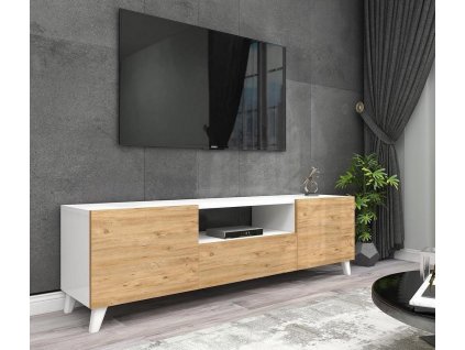 Televizní stolek NEAL barva bílá/borovice