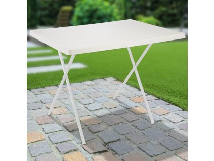 Skládací kempingový stůl bílý nastavitelný 80 x 60 x 51/61 cm [435288]
