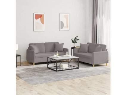 2dílná sedací souprava s polštáři textil [3202109] (Barva Taupe)