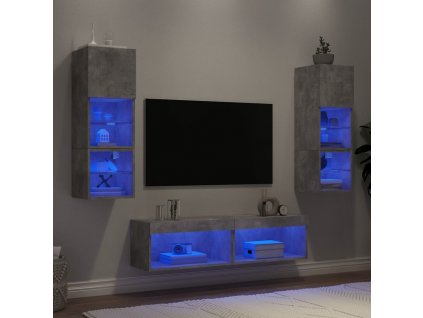 6dílná obývací stěna s LED kompozitní dřevo [3216618]