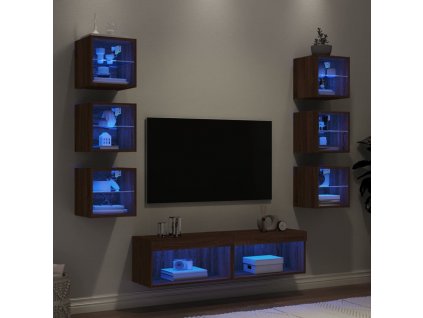 8dílná obývací stěna s LED kompozitní dřevo [3216639]