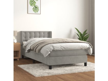 Box spring postel s matrací 90x200 cm samet [3131177] (Barva Světle šedá)