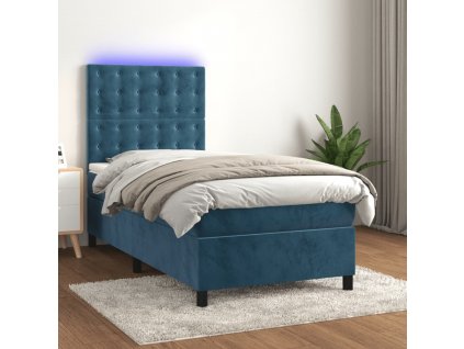 Box spring postel s matrací a LED 90x190 cm samet [3136339]