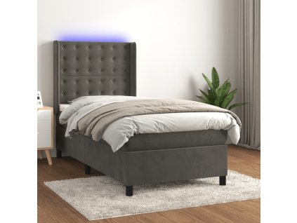 Box spring postel s matrací a LED 90x190 cm samet [3139776]