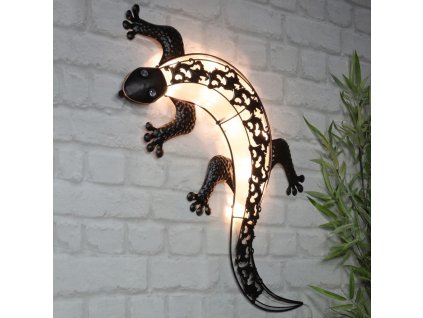 Solární zahradní nástěnné LED svítidlo gekon bílé [435248]