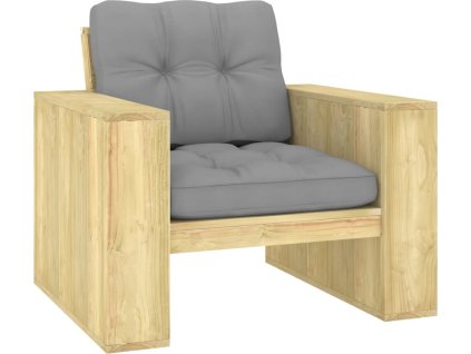 Zahradní židle s poduškami impregnovaná borovice [3065742] (Barva Šedá)