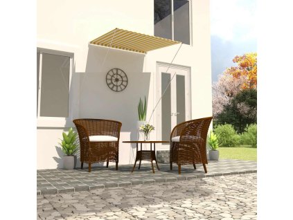 Zatahovací markýza 100 x 150 cm textil a ocel [145890] (Barva Žluto-bílá)