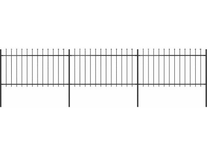 Zahradní plot s kopím nahoře ocelový 537 x 100 cm [277613] (Barva Černá)
