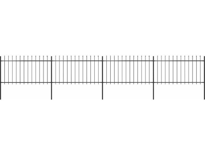 Zahradní plot s kopím nahoře ocelový 714,5 x 100 cm [277614] (Barva Černá)