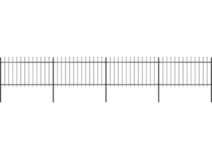 Zahradní plot s kopím nahoře ocelový 714,5 x 100 cm [277614] (Barva Černá)