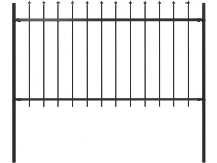 Zahradní plot s hroty ocelový 1,7 x 1 m černý [144925]
