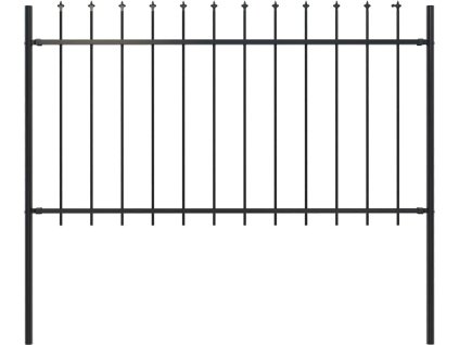 Zahradní plot s kopím nahoře ocelový 181 x 100 cm [144925] (Barva Černá)