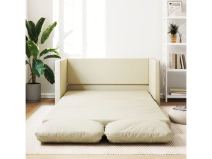 Podlahová rozkládací pohovka 2v1 112x174x55 cm umělá kůže [353974] (Barva Krémová)