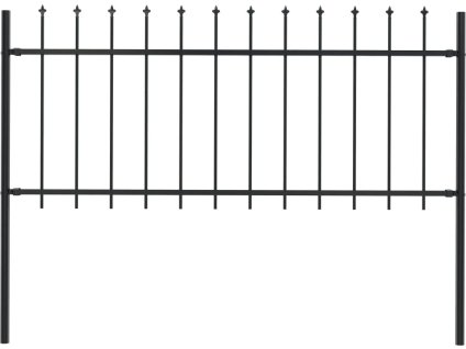 Zahradní plot s hroty ocelový 1,7 x 0,8 m černý [144924]