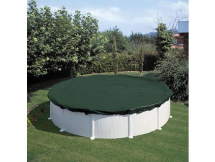 Zimní plachta na bazén kulatá 400–420 cm PVC zelená [426462]