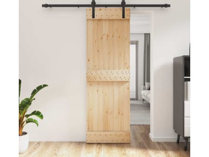 Posuvné dveře s kováním 70 x 210 cm masivní borové dřevo [3202986]