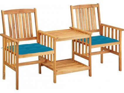 Zahradní židle s čajovým stolkem a poduškami masivní akácie [3061294]