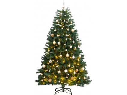 Umělý sklápěcí vánoční stromek s 300 LED a koulemi 180 cm [3210146]