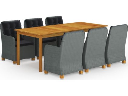 9dílný zahradní jídelní set světle šedý [3067941] (Barva světle šedá a černá)