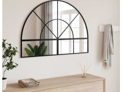 Nástěnné zrcadlo černé 100 x 70 cm oblouk železo [3200610]
